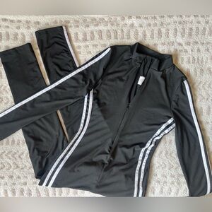 All Black Striped Track Jumper